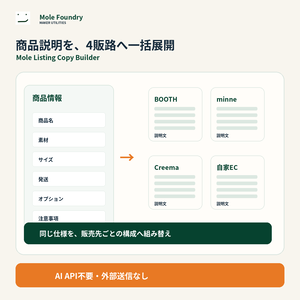 Mole Listing Copy Builder｜BOOTH・minne・Creema 商品説明文作成ツール【ブラウザ】