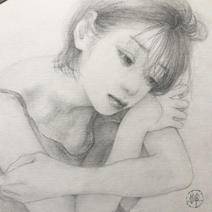 鉛筆原画「眠れぬ夜に」