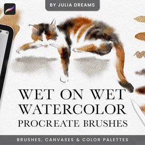 ウェットオンウェット水彩 Procreate ブラシ Wet on Wet Watercolor Procreate Brushes