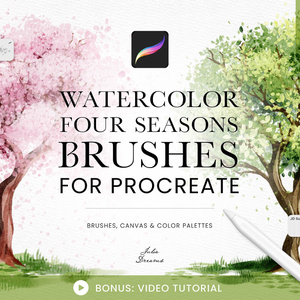 水彩四季の木 Procreate ブラシ Watercolor Four Seasons Tree Brushes Procreate
