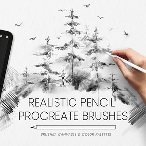リアルな鉛筆 Procreate ブラシ Realistic Pencil Procreate Brushes