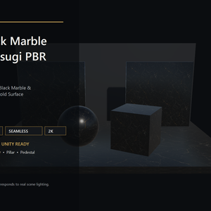 Dahlia 黒大理石 金継ぎ PBR素材｜Black Marble Kintsugi PBR