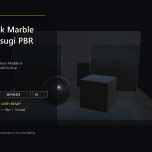 Dahlia 黒大理石 金継ぎ PBR素材｜Black Marble Kintsugi PBR