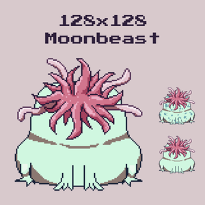 【高解像度版もあるよ！】かわいいよりのムーンビーストドット絵素材 128x128pixel moonbeast .png asset [Hi-res also available!]