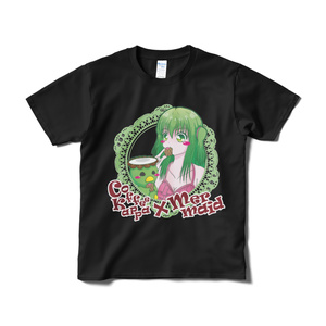 人魚さん ＆ コーヒーカッパ Tシャツ（ブラック）