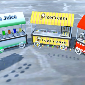 洋風屋台やさんセット(75点)[Unity/VRChat/Cluster/FBX]