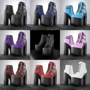 OD Techwear Boots | Ankle boots | High Heel | 3D Asset | Commercial/Personal License 缩略图 3