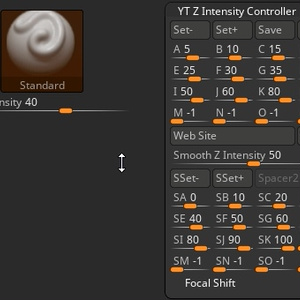 ZbrushのZ強度を複数の指定値に切替えるプラグイン「YT Z Intensity Controller」