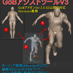 GoBアシストツールV3（メッシュをZbrushとBlenderで往復させるWindows専用プラグイン）
