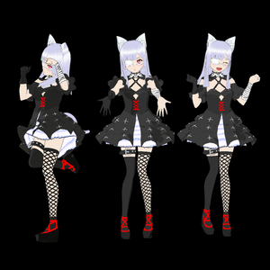 【VRM】闇の魔女猫 Dark witch cat【3Dアバター】