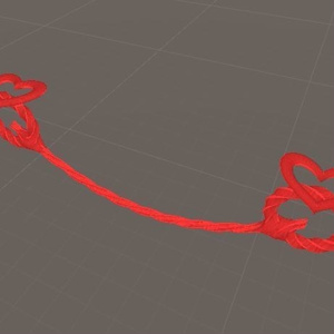 red string (traditionally fated lovers are joined by this unseen string, tied around one little finger of each)