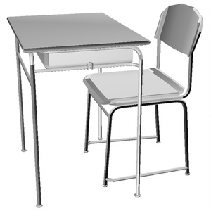学校の机＆椅子（クリスタ、コミスタ、フォトショ用の３Ｄ素材）