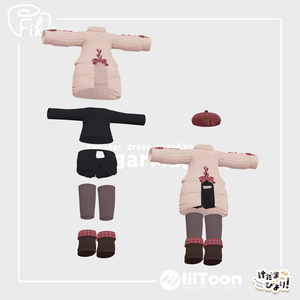 【VRChat想定3Dモデル】ニットワンピコーデ「SugarMaple」 缩略图 3