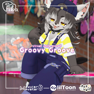 【VRChat想定3Dモデル】ジルちゃん向けオーバーオール「GroovyGroove」