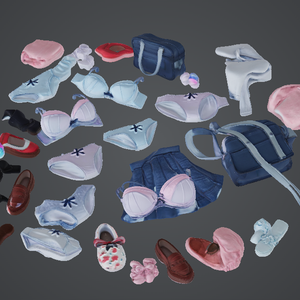 Woman's clothes 3D model Set