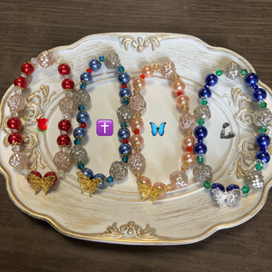 スリーダイヤビーズブレスレット【ガラスビーズ】【ハンドメイド