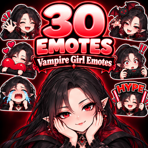 吸血鬼の女の子 30種 ゴシックアニメ配信スタンプ・Twitch/YouTube/Discord絵文字 | Vampire Girl Emotes, 30 Gothic Anime Twitch Emotes