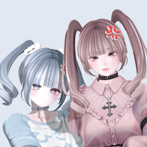 ツインテール Twintails【7アバター対応/VRC Hair】