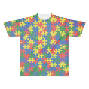 自閉症パズルリボンTシャツ