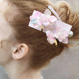 no.66 再販 sale マーメイドカラーの紫陽花ポニーフック アジサイ パール ヘアアクセサリー 髪飾り 浴衣 ハンドメイド