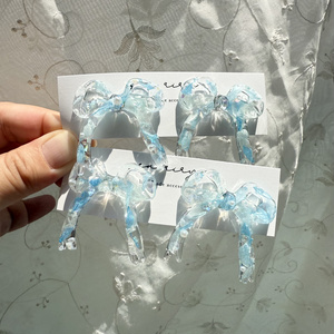 no.209  紫陽花とパールのリボンピアス  夏色  ブルー  リボン  本物のお花  アジサイ  パール  ステンレス  ピアス