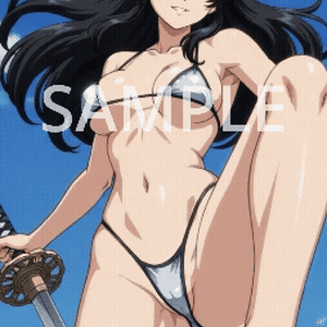 胸が揺れる水着美少女×武装/真夏ビーチ10秒ループ [Animated Stream Overlay / 歐派動態背景]