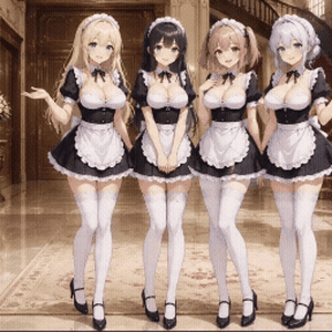 【動く配信背景】おっぱいが揺れる高級お屋敷のメイド / 豪華アニメーションループ動画素材【1920×1080 MP4】クラシック・VTuber対応
