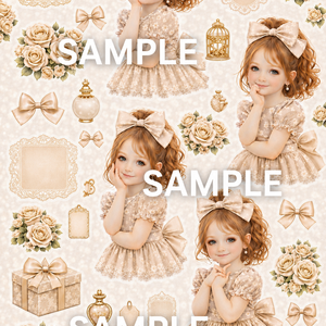 Beige Rose Girl｜A4コラージュ素材
