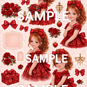 Red Rose Girl｜A4コラージュ素材