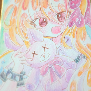 Watercolor painting of Flandre on a shikishi (decorative paper board).