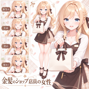 【立ち絵素材304】金髪のショップ店員の女性