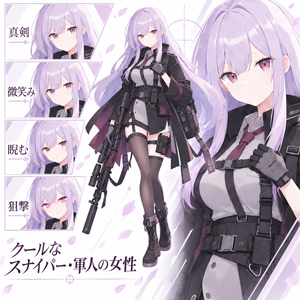 【立ち絵素材310】クールなスナイパー・軍人の女性