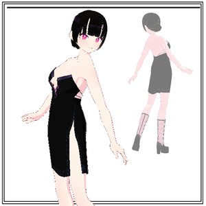 [custom items for Vroid studio] a jeweled black dress 宝石入りの黒いドレス [3D]