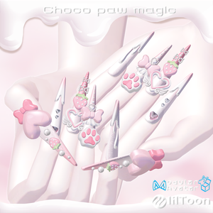 ✨18アバター対応🍫Choco paw magic long nail🩷【MA対応】