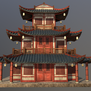 Asian Japanese traditional Building 3d Model_アジアの日本のアンティークの伝統的な建物