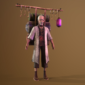 Old Merchant Rigged 3dcharacter_ 古い商人は3Dキャラクターを装備しました 