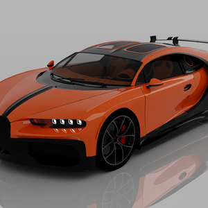 Bugatti Chiron Style Orange Black Hypercar