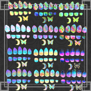 VRC想定　蝶・ミカヅキ付きテクスチャ53枚のつよつよネイル☆57アバター対応　シェーダーは、lilToon　（手のネイル・蝶・ミカヅキ） 足のネイルはおまけです。#white72 缩略图 11