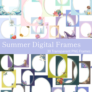 Summer Digital Frames | 30 Transparent PNG Frames