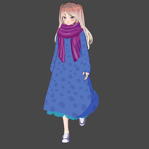 Modern Layered Polka Dot Dress, Shoes and Scarf for Vroid Stable