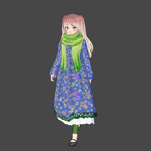 Modern Layered Flowered Dress, scarf, and shoes for VRoid Stable 