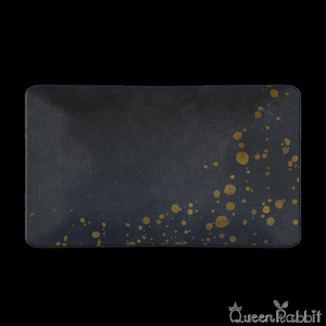 I033_Square dish 17cm with gold leaf pattern on black
