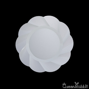 I043_White flower-shaped swirl dish 16cm