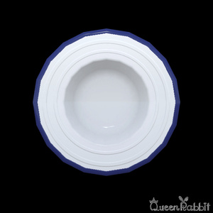 I049_Rim dish with blue rim 24cm