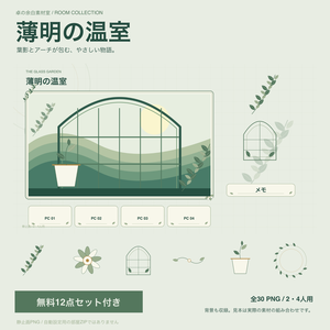 【無料12点付き】薄明の温室｜TRPG部屋素材30 PNG・2／4人用