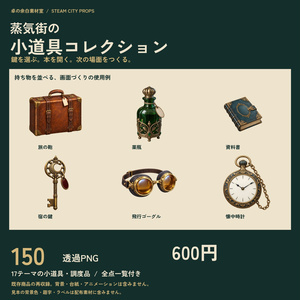 蒸気街の小道具コレクション150｜暮らし・探索・機巧の透過PNG