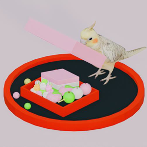 【３Dモデル】オカメインコ（フタ開け）　ひな祭り　ひし餅　三色団子　桜餅　ひなあられ