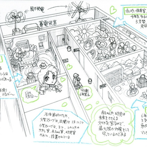 設定ラフ原稿　校舎２Ｆ左棟見取図　E048