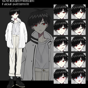 黒髪赤眼短髪青年  立ち絵素材