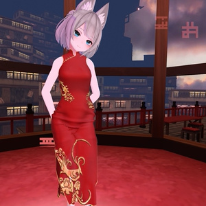 【京狐さん・沙猫さん用衣装】シックなチャイナドレス 缩略图 2